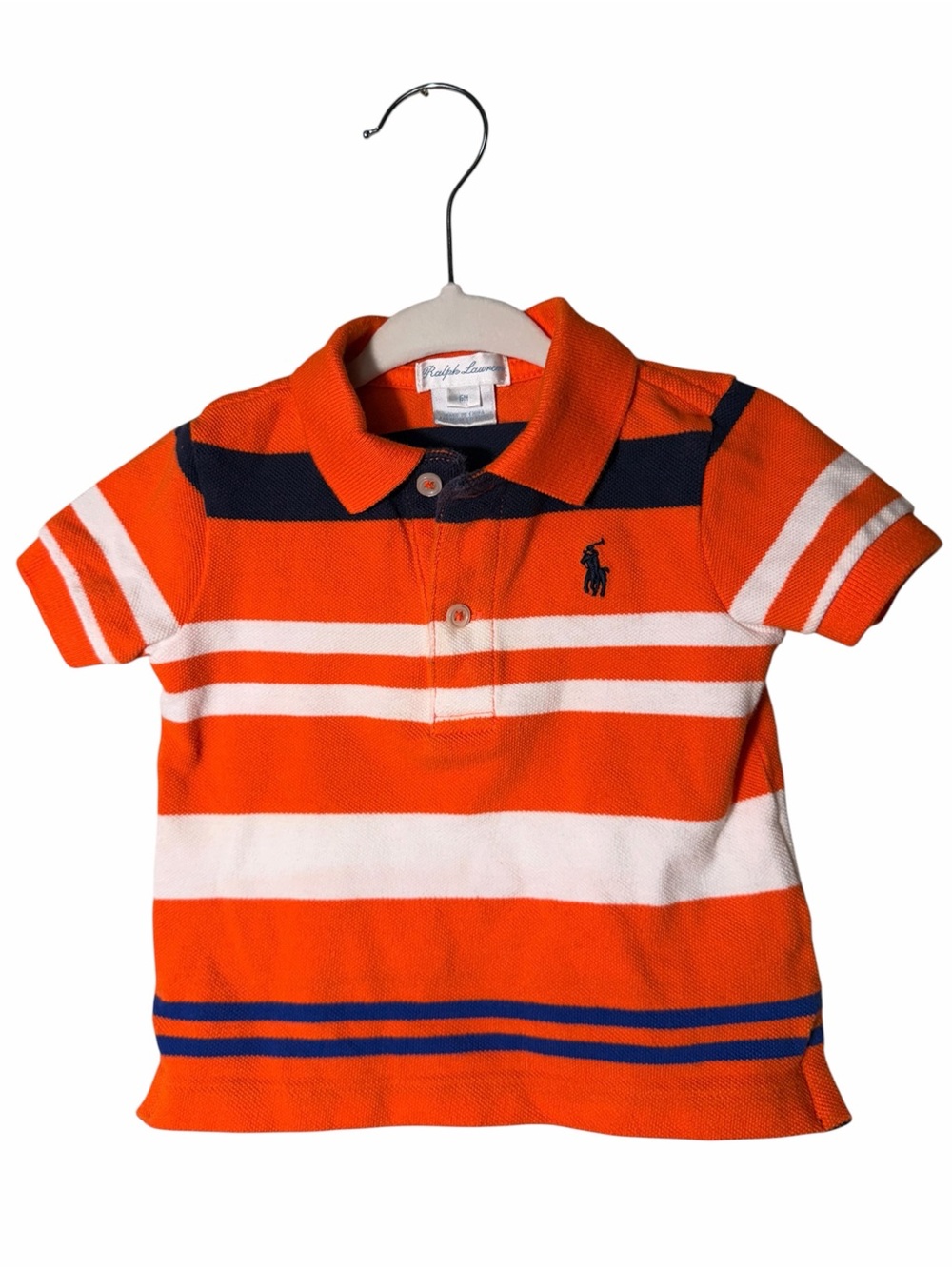 Ralph Lauren Orange, Navy & White Striped Polo